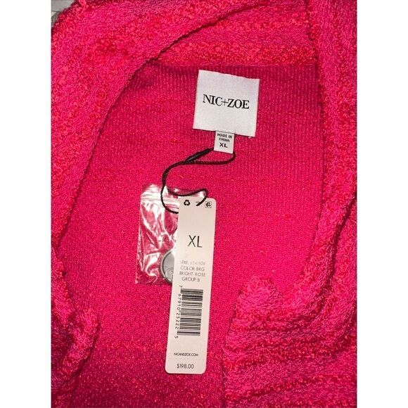Nic + Zoe Textured Femme Knit Jacket Blazer Bright Rose Women's Size XL NWT $198 - Picture 5 of 7